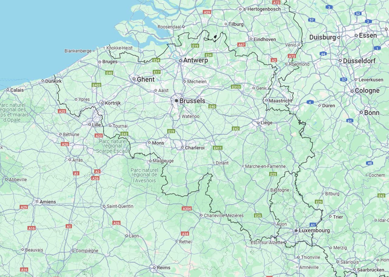 map of Belgium